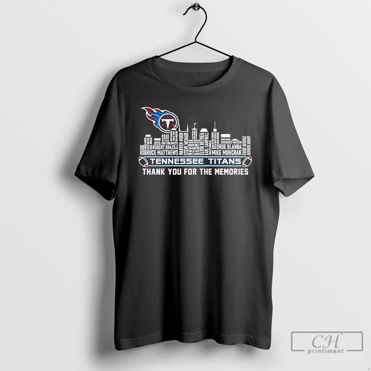 Premium Tennessee Titans Players Names Skyline Thank You For The Memories T-Shirts, Hoodie, Sweatshirt | PopFlextees.com