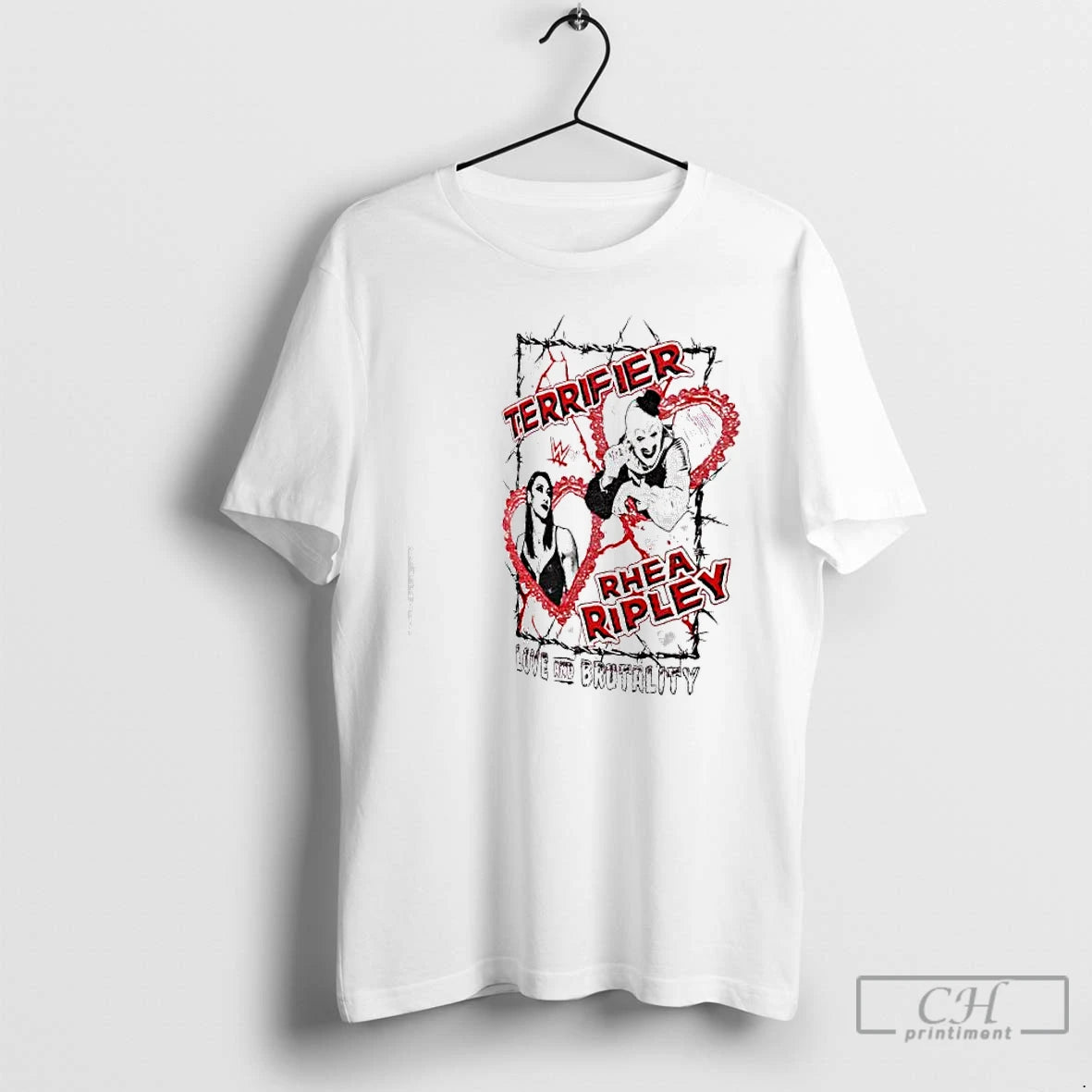 Premium Terrifier X Rhea Ripley Love And Brutality T-Shirts, Hoodie, Sweatshirt | PopFlextees.com