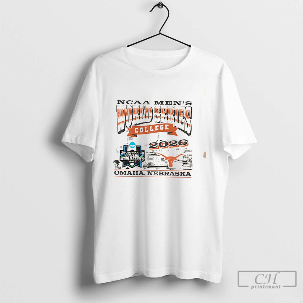 Premium Texas Baseball 2026 Mens College World Series Skyline Tee