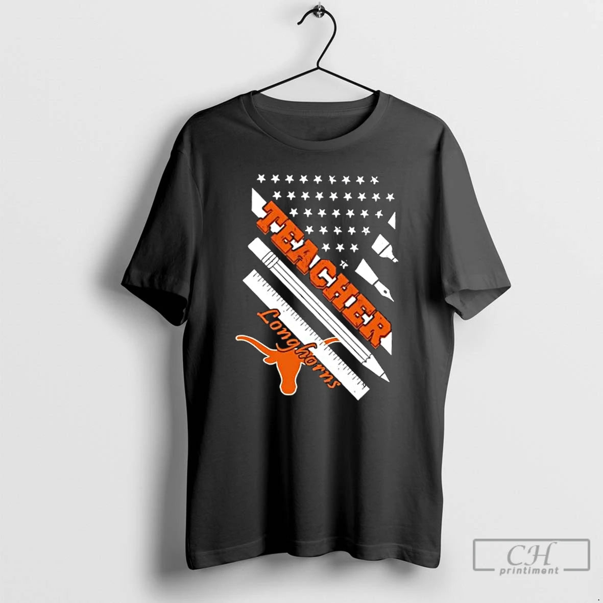 Premium Texas Longhorns X Teacher American Flag T-Shirts, Hoodie, Sweatshirt | PopFlextees.com