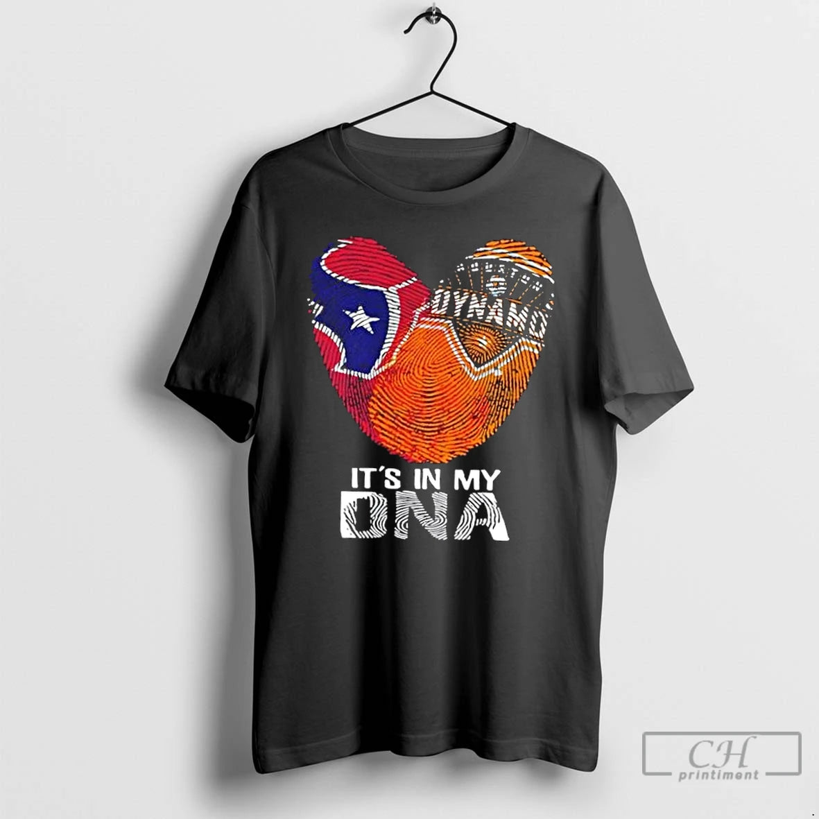 Premium Texas Sports Houston Texans X Houston Dynamo Its In My Dna Fingerprint Heart T-Shirts, Hoodie, Sweatshirt