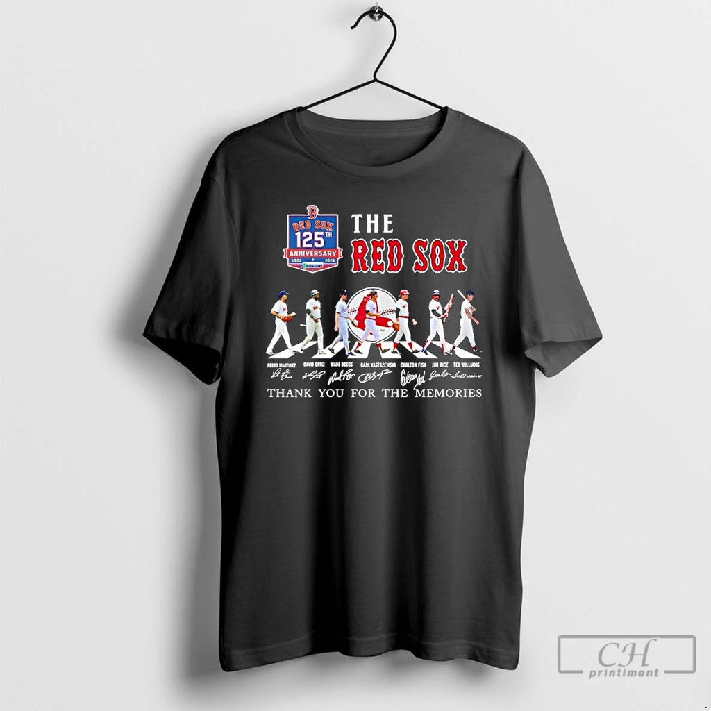 Premium The Boston Red Sox 125th Anniversary Players Road Signature Thank You For The Memories T-Shirts, Hoodie, Sweatshirt