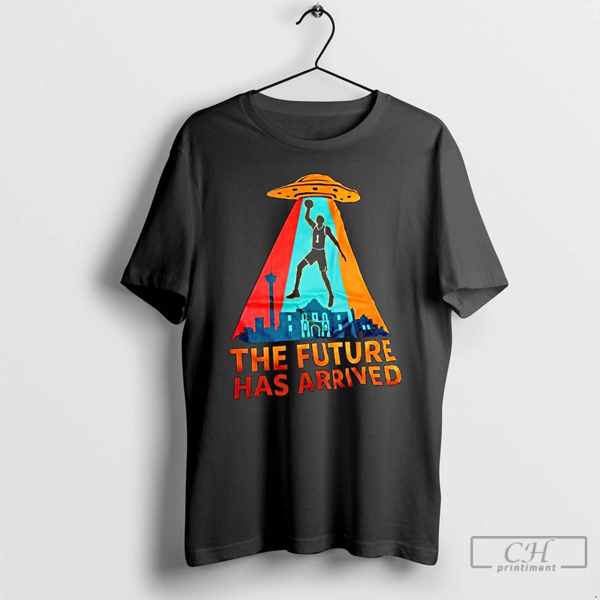 Premium The Future Has Arrived Ufo Over The San Antonio Skyline Graphic T Shirts Sweater Hoodie, Sweatshirt | PopFlextees.com