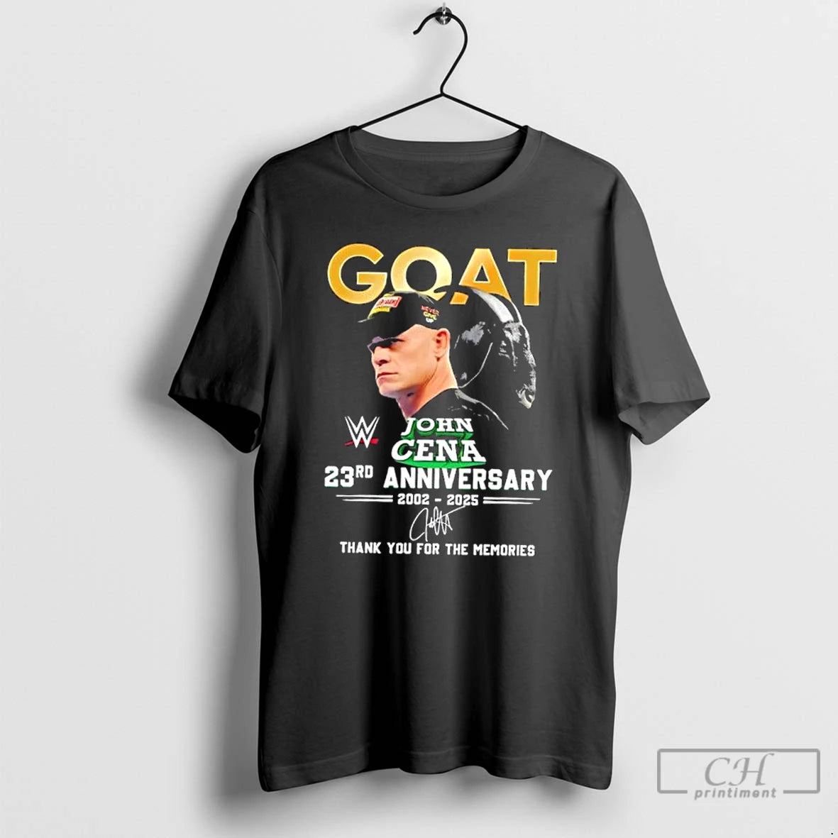 Premium The Goat John Cena 23rd Anniversary 2002 2025 Thank You For The Memories Signature T-Shirts, Hoodie, Sweatshirt