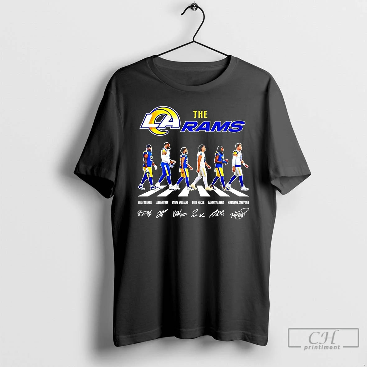 Premium The La Rams Featuring Player Signatures And Names Abbey Road T-Shirts, Hoodie, Sweatshirt | PopFlextees.com