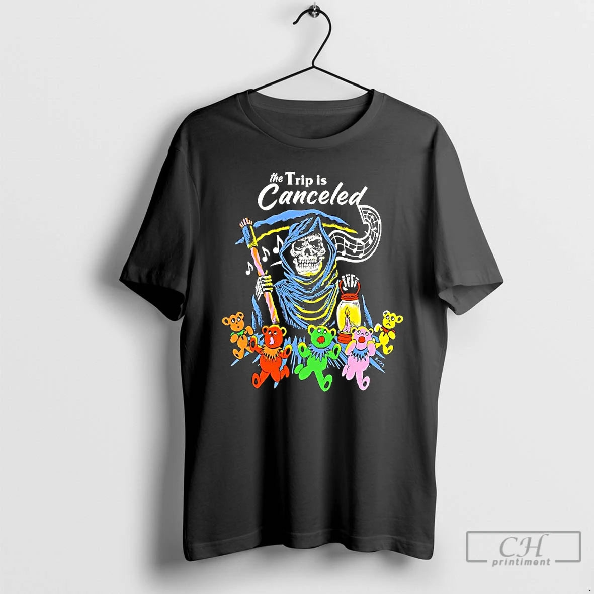 Premium The Trip Is Canceled Grim Reaper Teddy Bears Boss Dog T-Shirts, Hoodie, Sweatshirt | PopFlextees.com