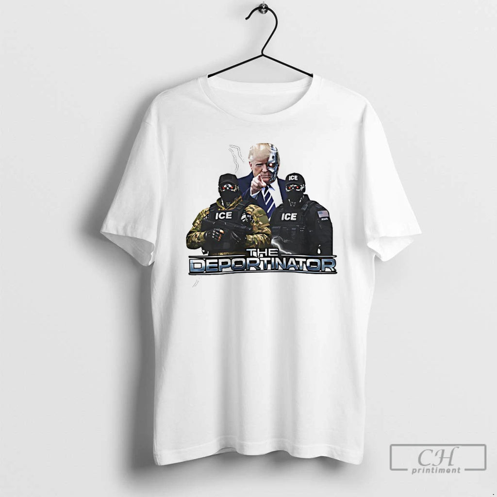 Premium The Deportinator Trump With Ice Police Meme T-Shirts, Hoodie, Sweatshirt | PopFlextees.com