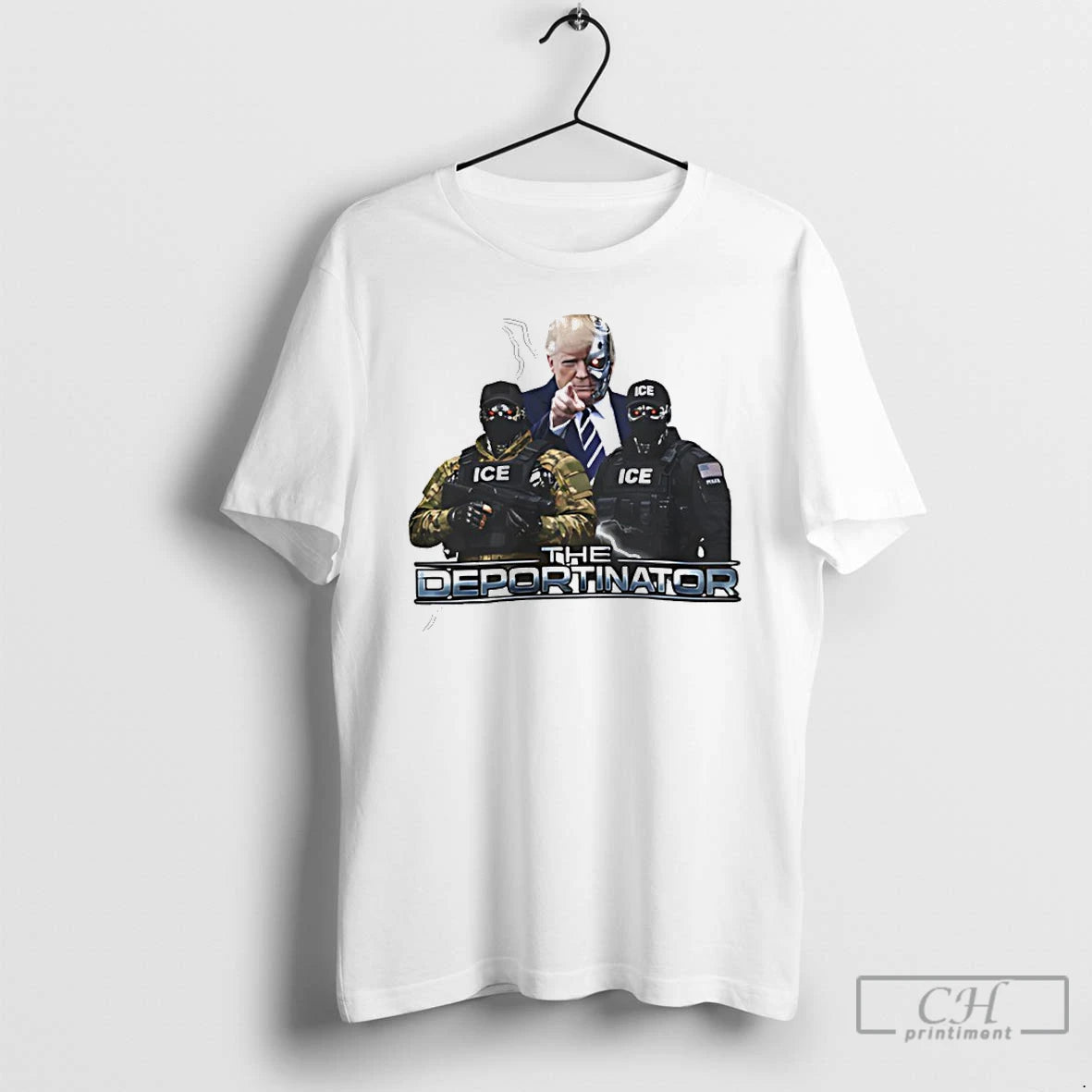 Premium The Deportinator Trump With Ice Police Meme T-Shirts, Hoodie, Sweatshirt | PopFlextees.com
