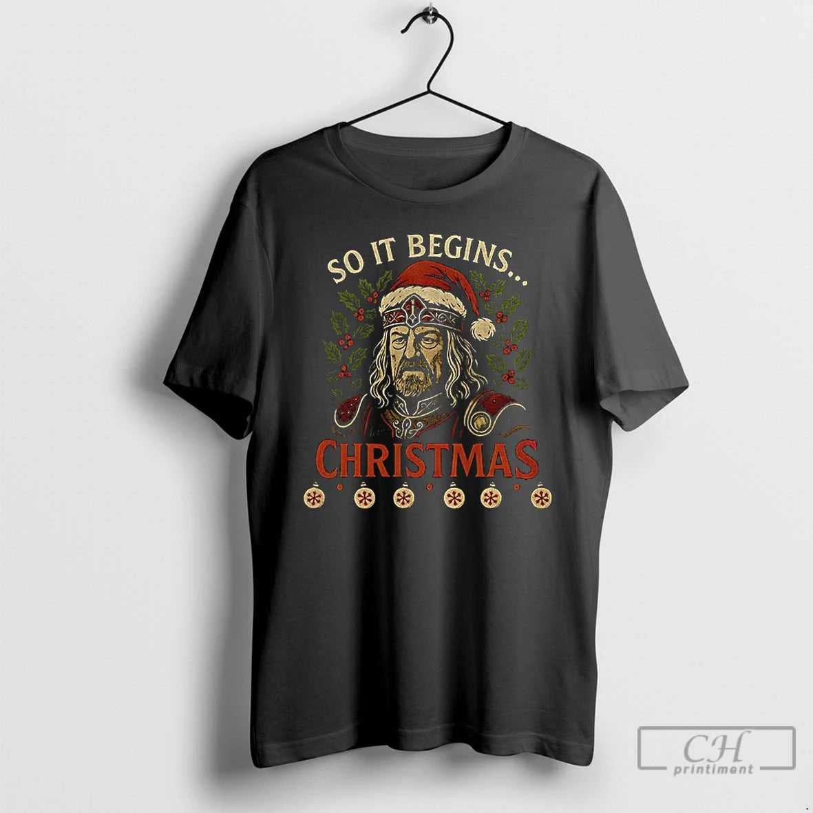 Premium Theoden So It Begins Christmas Fantasy Middle Earth T-Shirts, Hoodie, Sweatshirt | PopFlextees.com