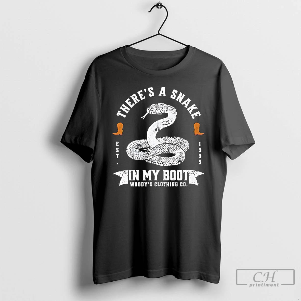 Premium Theres A Snake In My Boot By Woodys Clothing Co T-Shirts, Hoodie, Sweatshirt | PopFlextees.com
