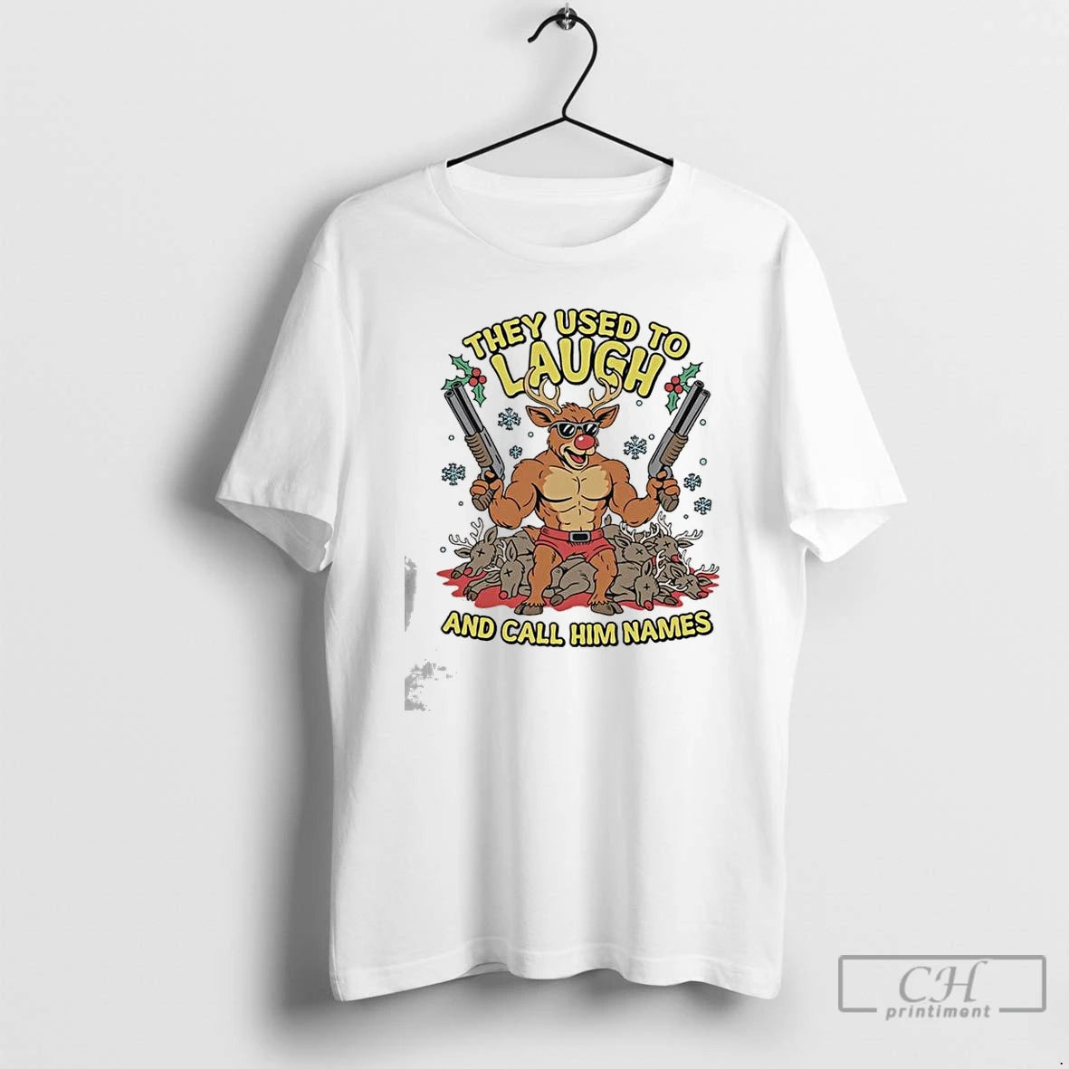 Premium They Used To Laugh And Call Him Names Rudolph Merry Christmas T Shirts Sweater Hoodie, Sweatshirt | PopFlextees.com