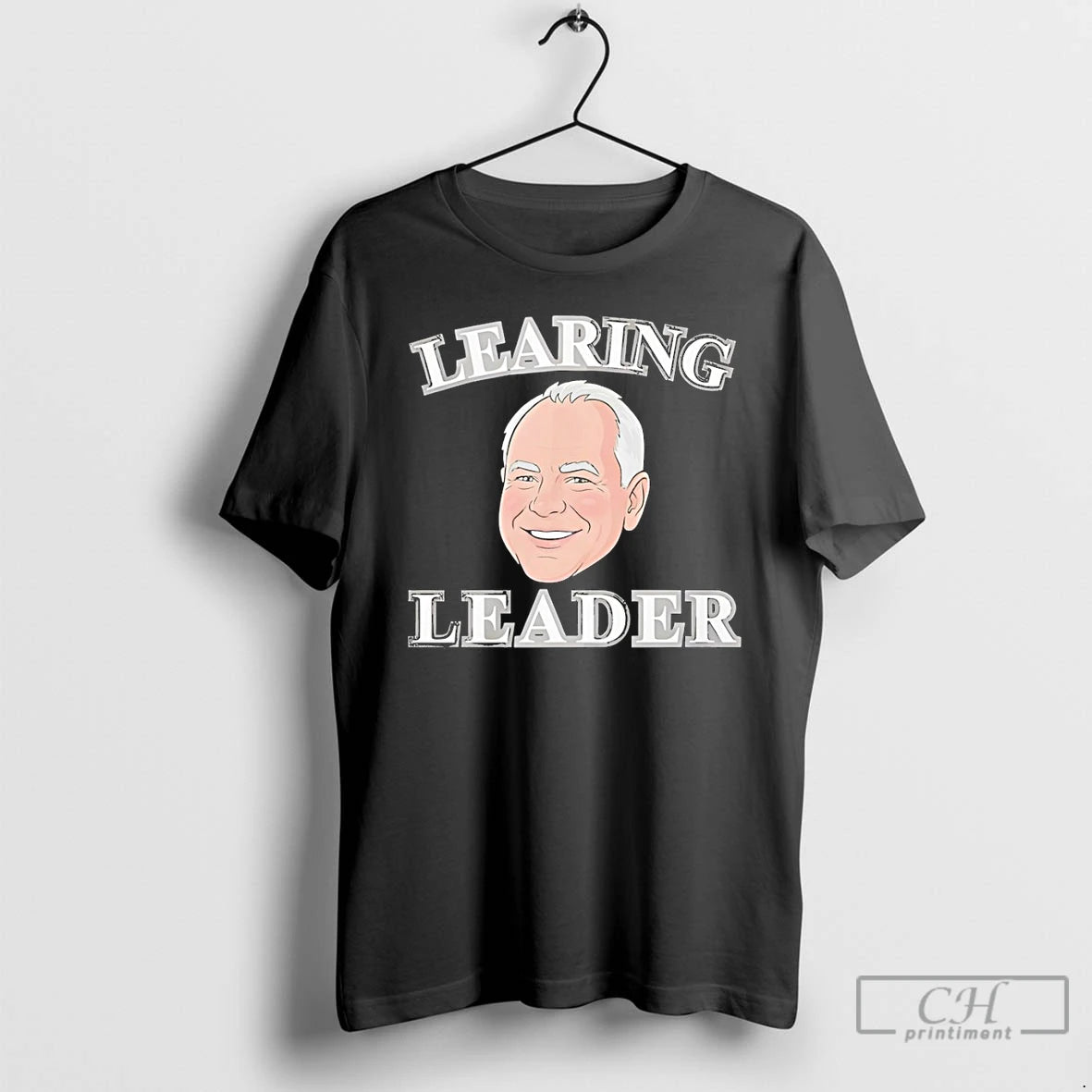 Premium Tim Walz Big Face Cartoon Learning Leader T-Shirts, Hoodie, Sweatshirt | PopFlextees.com