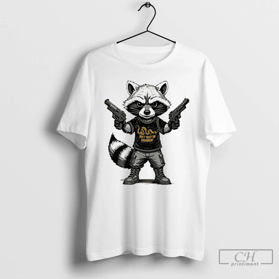 Premium Trash Panda With Gun Doesnt Trust The Government T-Shirts, Hoodie, Sweatshirt | PopFlextees.com