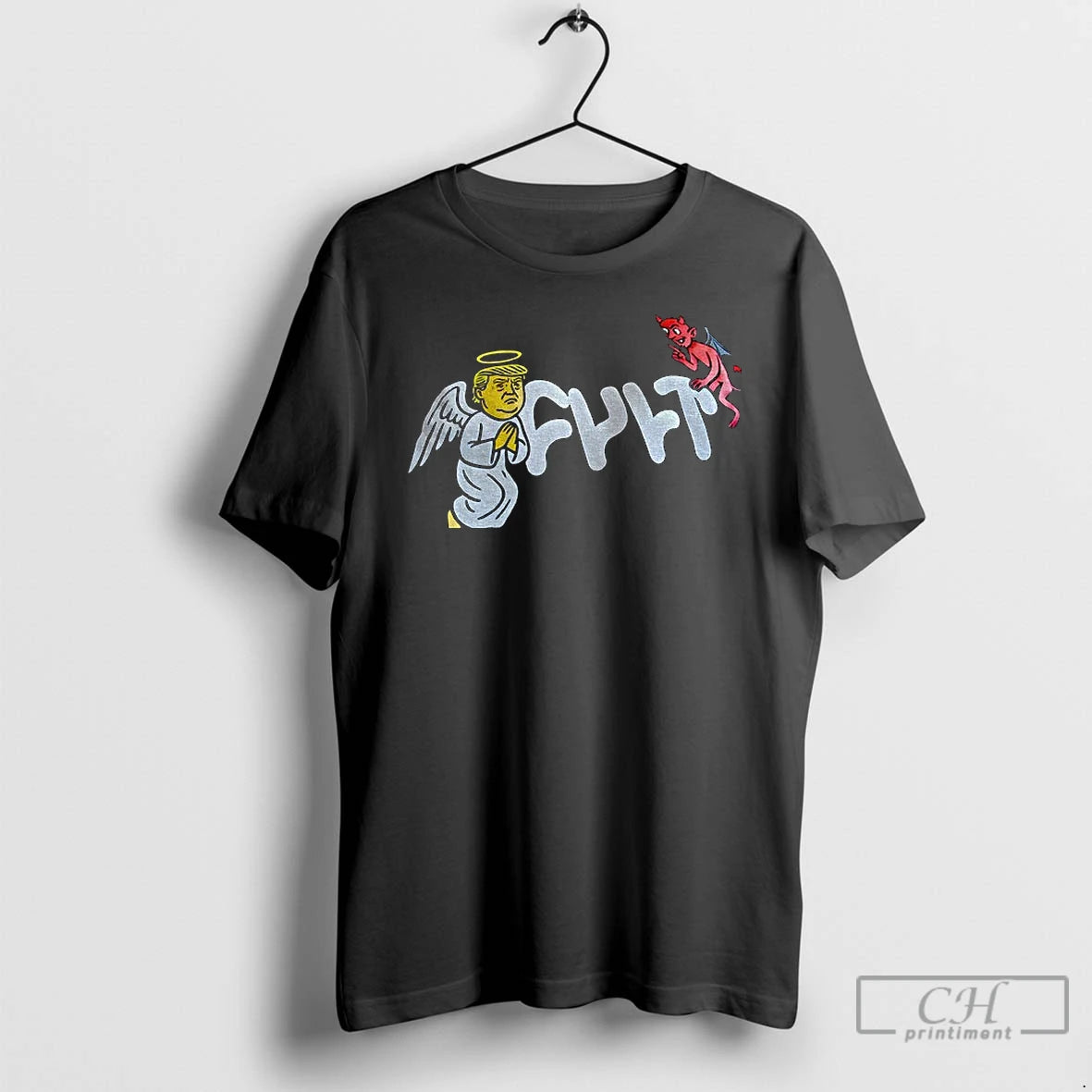 Premium Trump Angel And Devil Fylt Funny Meme T-Shirts, Hoodie, Sweatshirt | PopFlextees.com
