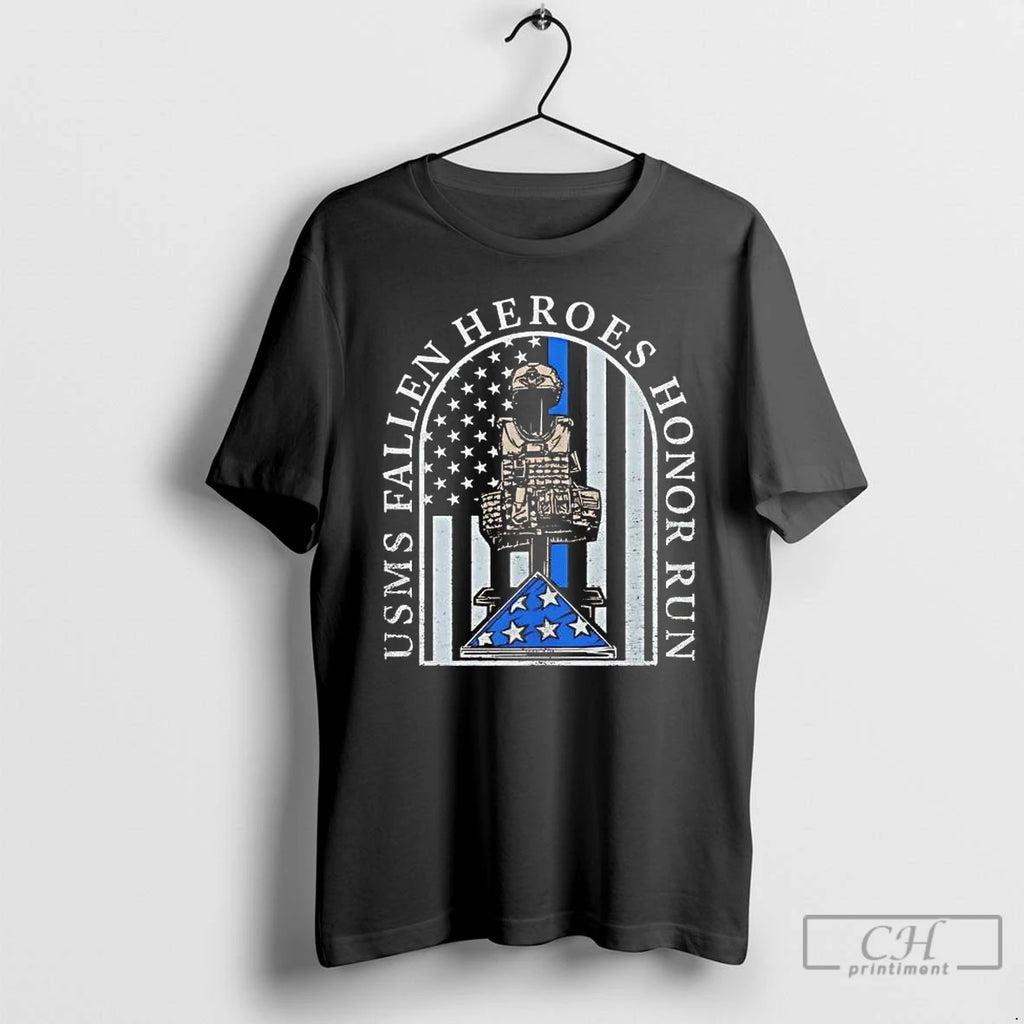 Premium Usms Fallen Heroes Honor Run Flag T-Shirts, Hoodie, Sweatshirt | PopFlextees.com