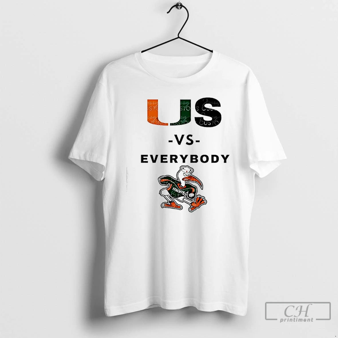 Premium University Of Miami Football Us Vs Everybody T-Shirts, Hoodie, Sweatshirt | PopFlextees.com
