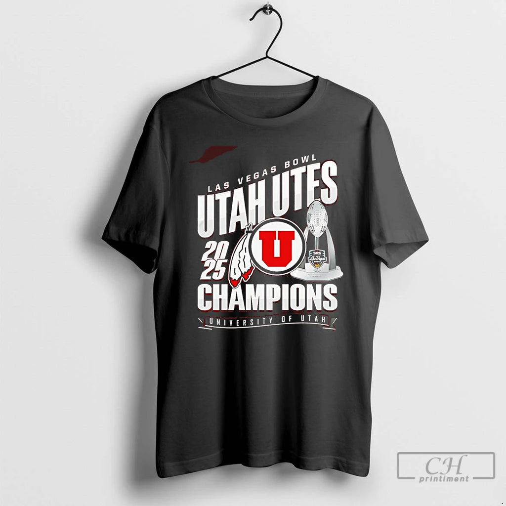 Premium Utah Utes Las Vegas Bowl Champions 25 Football Trophy T-Shirts, Hoodie, Sweatshirt | PopFlextees.com