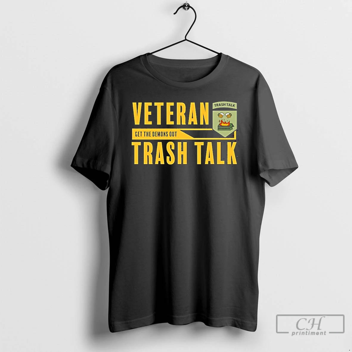 Premium Veteran Get The Demons Out Trash Talk T-Shirts, Hoodie, Sweatshirt | PopFlextees.com