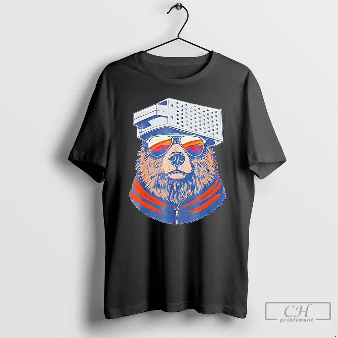 Premium Vintage Sunset Bear With Cheese Grater Hat And Sunglasses T-Shirts, Hoodie, Sweatshirt | PopFlextees.com