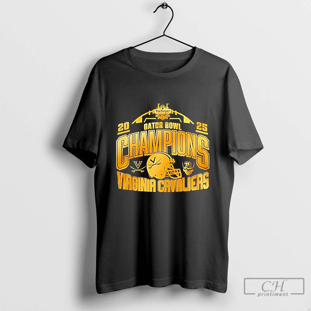 Premium Virginia Cavaliers 2025 Taxslayer Gator Bowl Champions Helmet Gold T-Shirts, Hoodie, Sweatshirt | PopFlextees.com