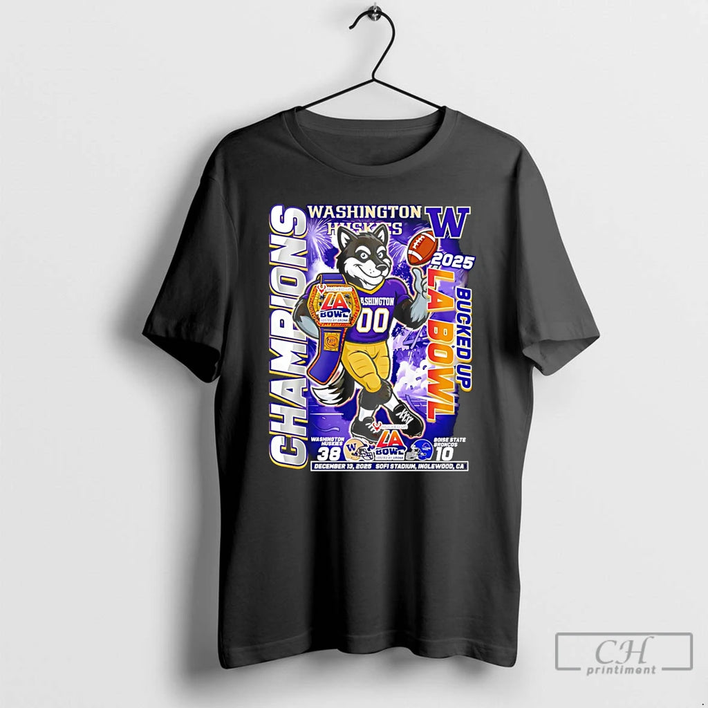 Premium Washington Huskies Bucked Up La Bowl Champions 2025 Mascot T-Shirts, Hoodie, Sweatshirt | PopFlextees.com