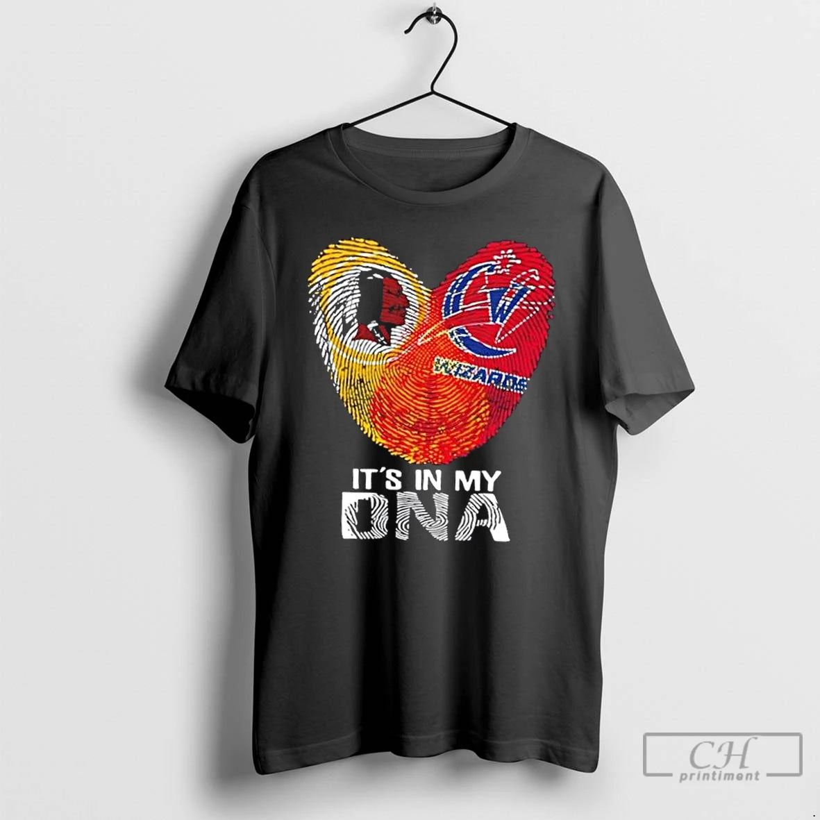 Premium Washington Sports Redskins X Wizards Its In My Dna Fingerprint Heart T Shirts Sweater Hoodie, Sweatshirt