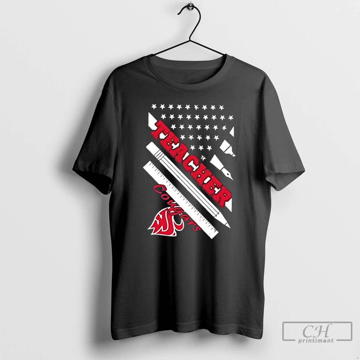 Premium Washington State Cougars X Teacher American Flag T-Shirts, Hoodie, Sweatshirt | PopFlextees.com