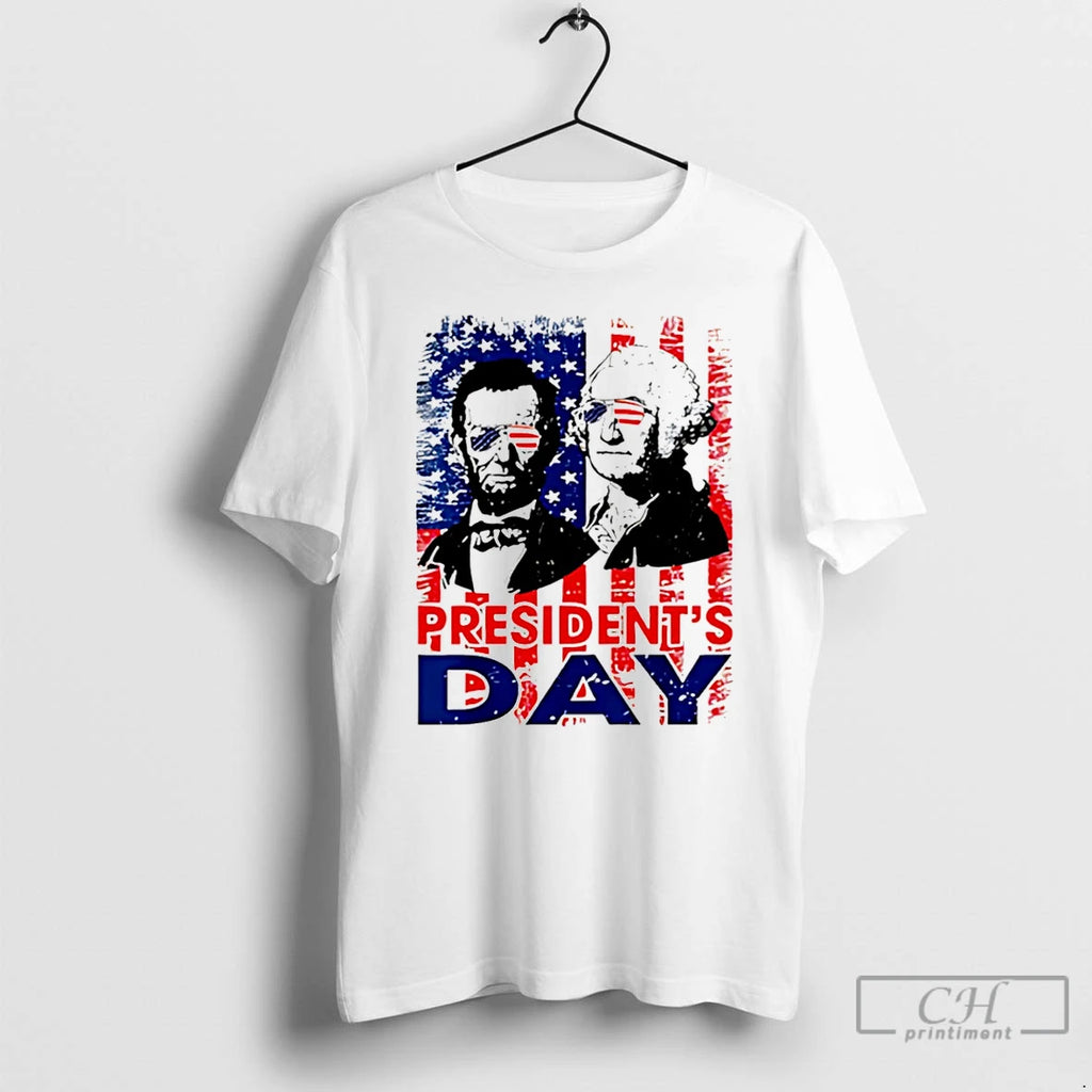 Premium Washington And Lincoln Usa Flag Presidents Day Retro Tribute T-Shirts, Hoodie, Sweatshirt | PopFlextees.com