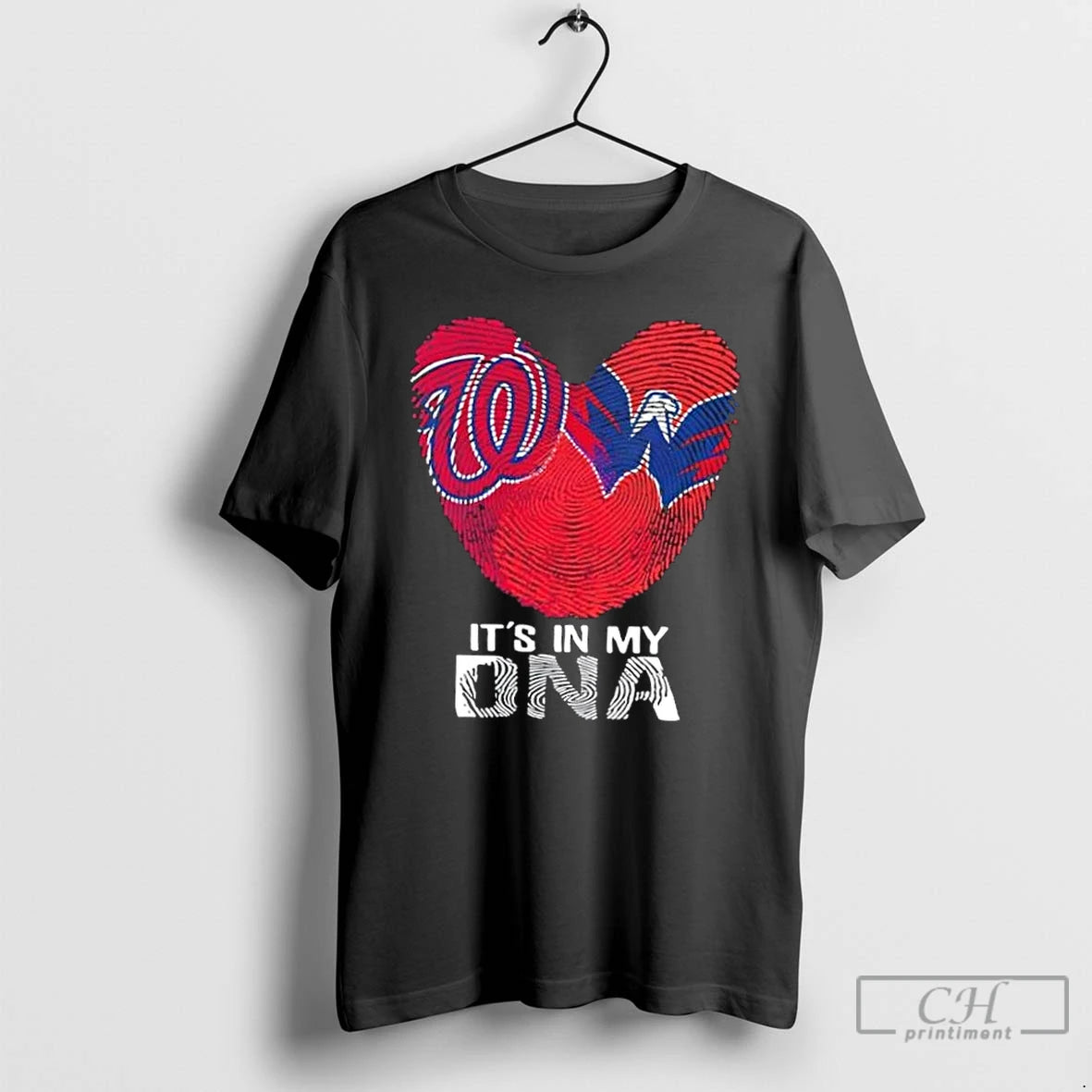 Premium Washington Sports Nationals X Capitals Its In My Dna Fingerprint Heart T Shirts Sweater Hoodie, Sweatshirt