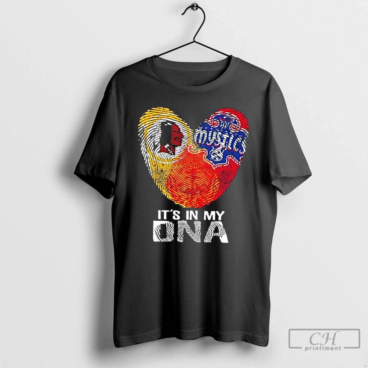 Premium Washington Sports Redskins X Mystics Its In My Dna Fingerprint Heart T Shirts Sweater Hoodie, Sweatshirt