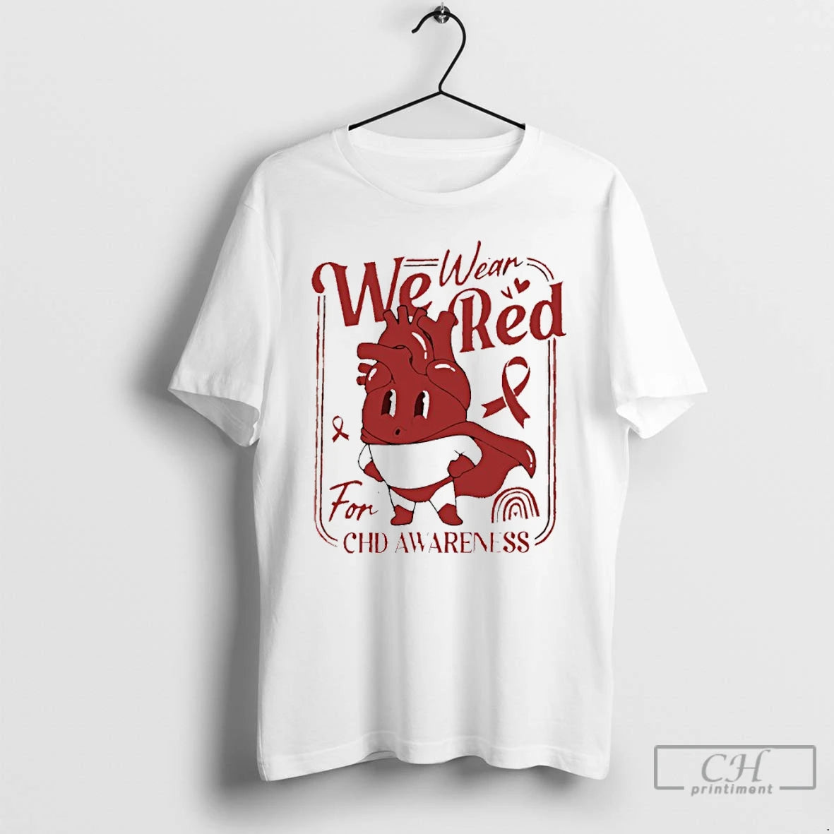 Premium We Wear Red For Chd Awareness T-Shirts, Hoodie, Sweatshirt | PopFlextees.com