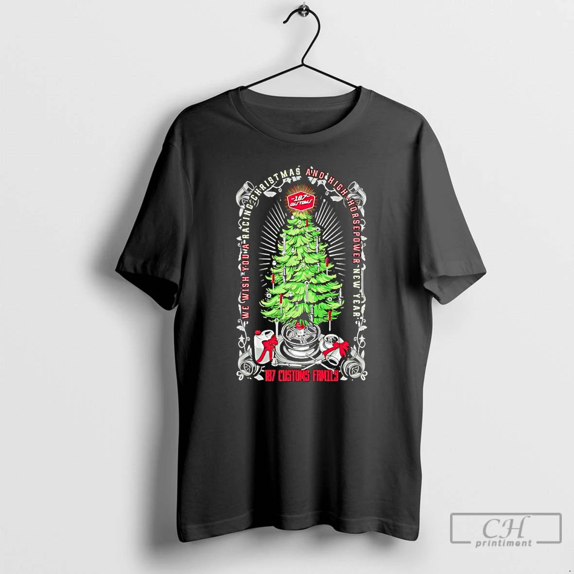 Premium We Wish You A Racing Christmas And High Horsepower New Year 187 Customs Family T-Shirts, Hoodie, Sweatshirt