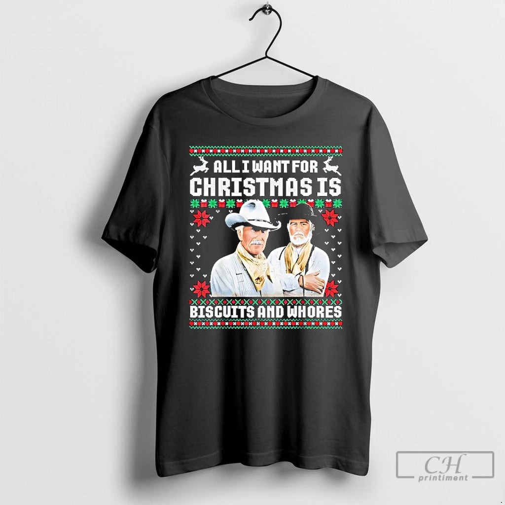 Premium Western Cowboys Biscuits And Whores Christmas Quote Retro T-Shirts, Hoodie, Sweatshirt | PopFlextees.com