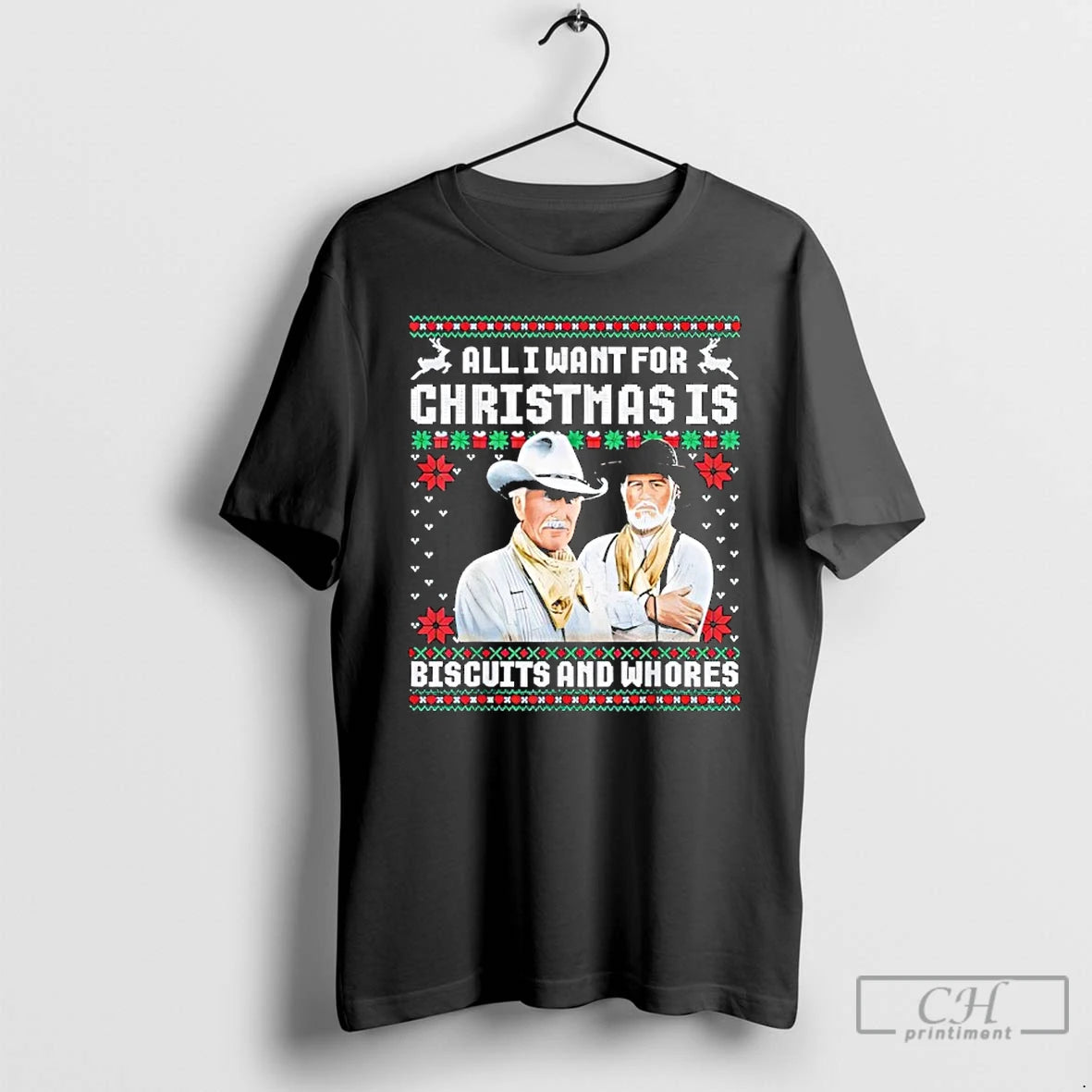 Premium Western Cowboys Biscuits And Whores Christmas Quote Retro T-Shirts, Hoodie, Sweatshirt | PopFlextees.com