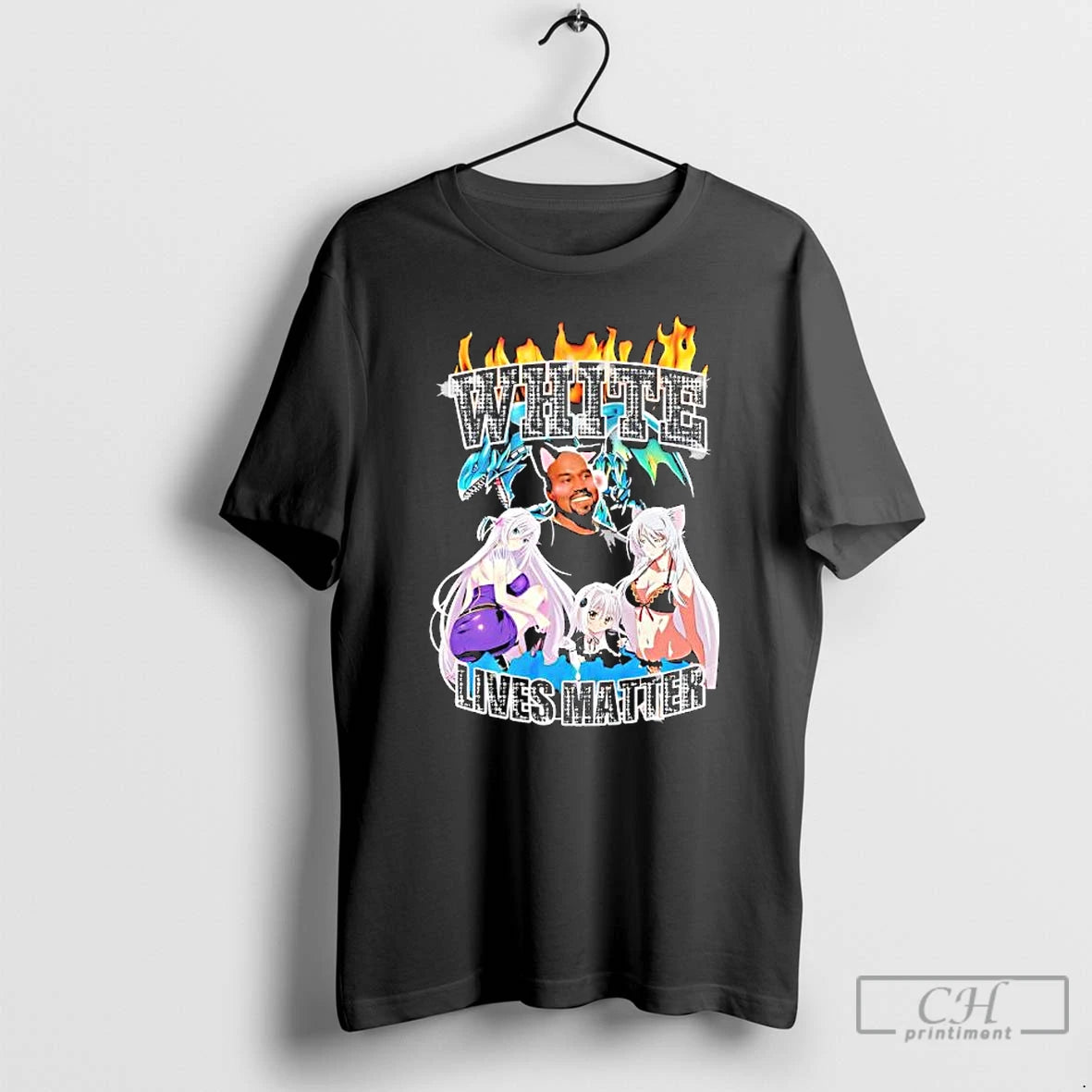 Premium White Lives Matter Kanye West And Anime Characters Graphic T-Shirts, Hoodie, Sweatshirt | PopFlextees.com