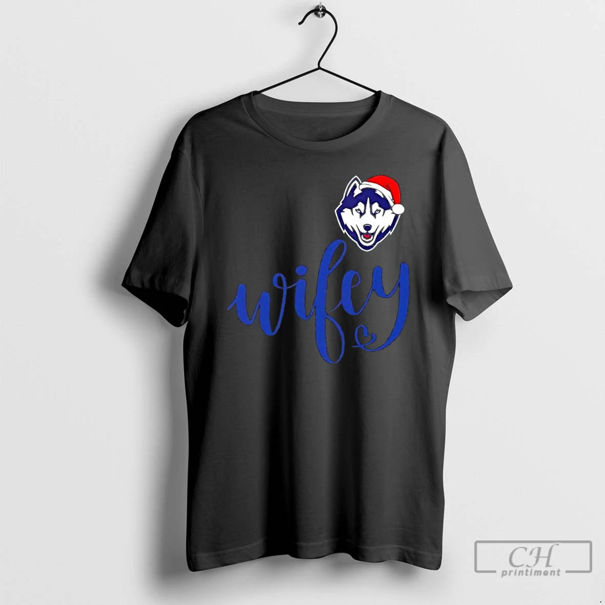 Premium Wifey Connecticut Huskies Santa Hat Merry Christmas T-Shirts, Hoodie, Sweatshirt | PopFlextees.com