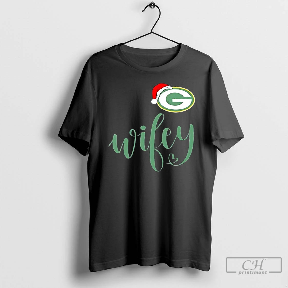 Premium Wifey Green Bay Packers Santa Hat Merry Christmas T-Shirts, Hoodie, Sweatshirt | PopFlextees.com