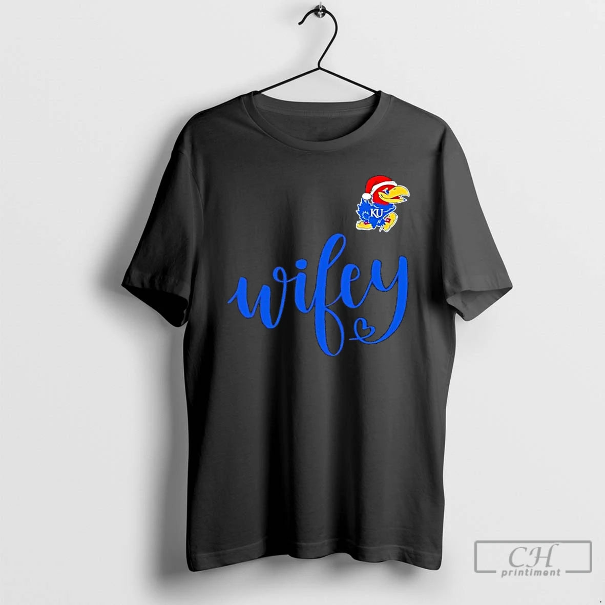 Premium Wifey Kansas Jayhawks Santa Hat Merry Christmas T-Shirts, Hoodie, Sweatshirt | PopFlextees.com