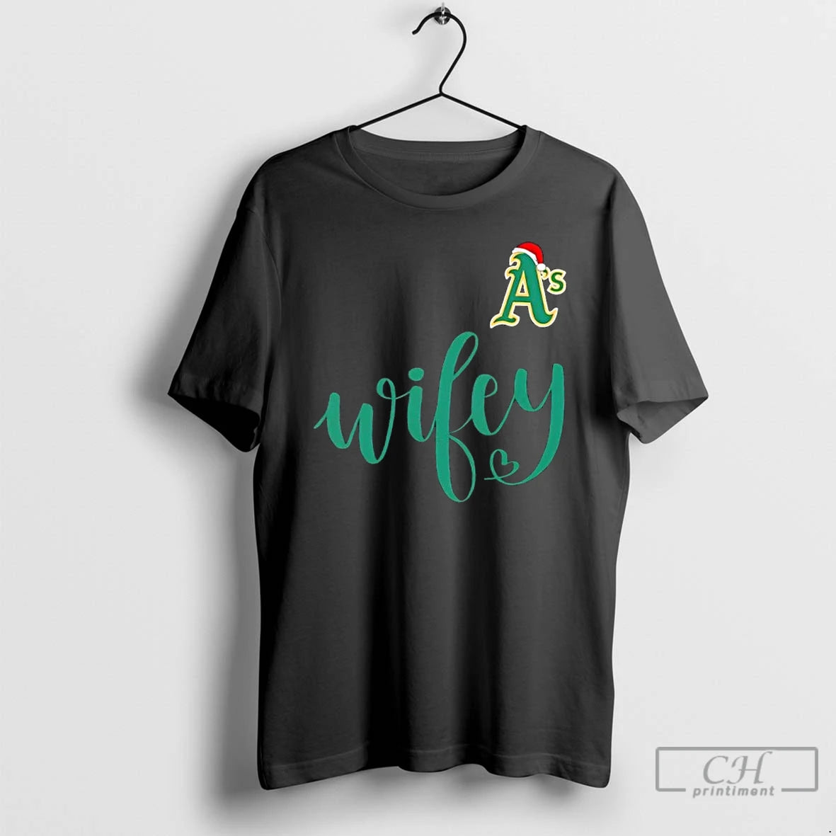 Premium Wifey Oakland Athletics Santa Hat Merry Christmas T-Shirts, Hoodie, Sweatshirt | PopFlextees.com