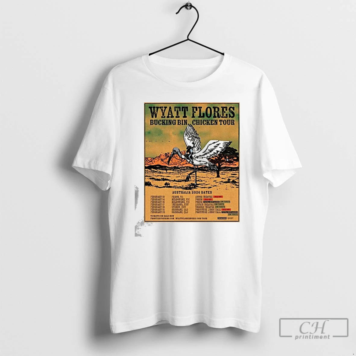 Premium Wyatt Flores Bucking Bin Chicken Tour Australia 2026 Dates T-Shirts, Hoodie, Sweatshirt | PopFlextees.com