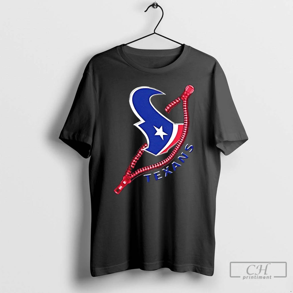 Premium Zipper X Houston Texans Football Logo T-Shirts, Hoodie, Sweatshirt | PopFlextees.com