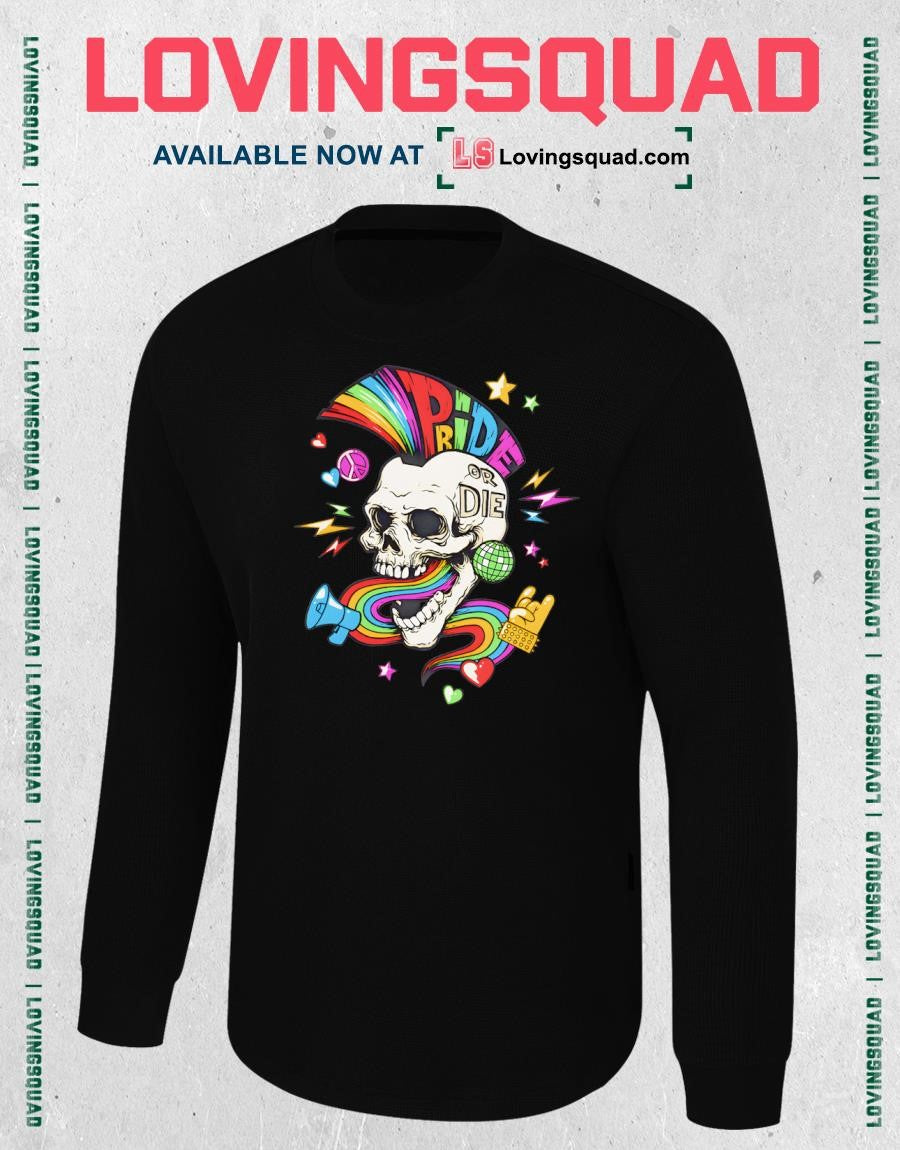 Pride or Die Rainbow Skull Disco Party Graphic Shirt