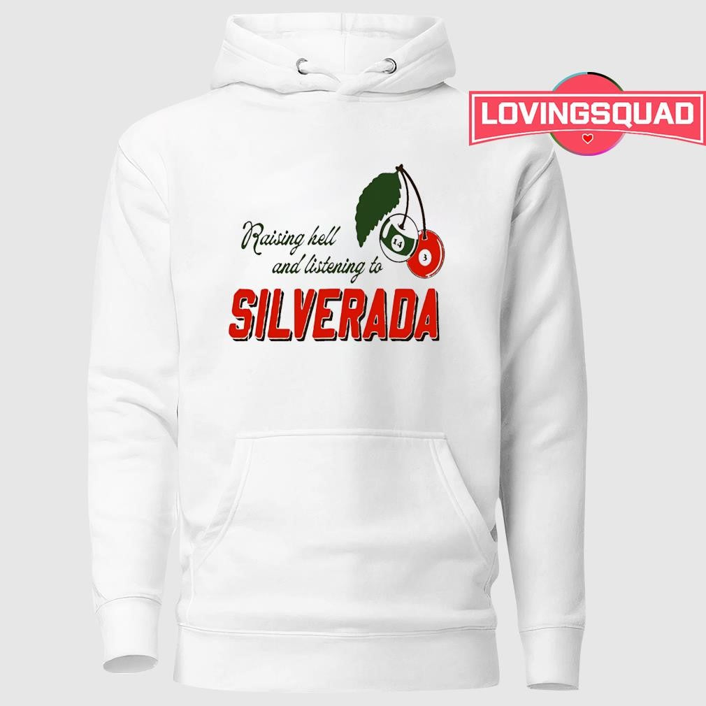 Raising hell and listening to Silverada Cherries pool balls pattern shirt