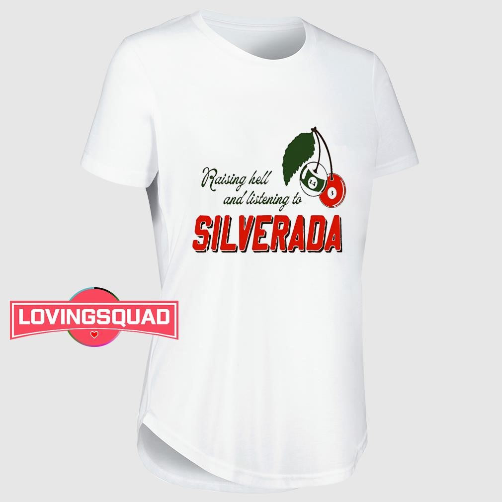 Raising hell and listening to Silverada Cherries pool balls pattern shirt