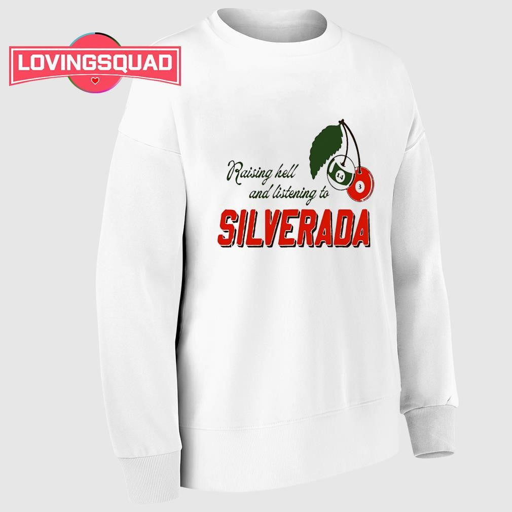 Raising hell and listening to Silverada Cherries pool balls pattern shirt