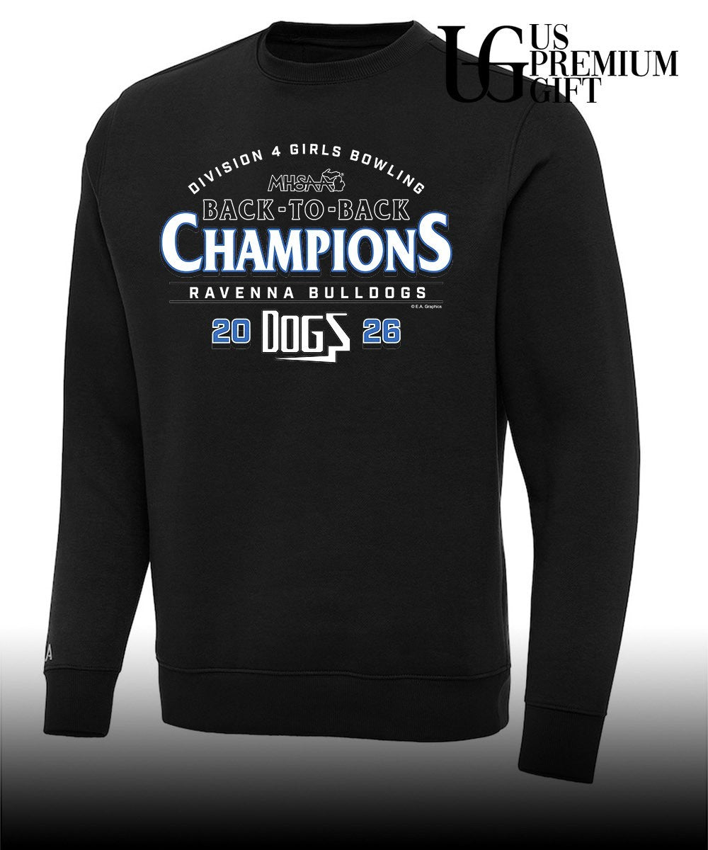 Ravenna Bulldogs 2026 MHSAA Girls Bowling D4 Back-To-Back Champions T-shirt