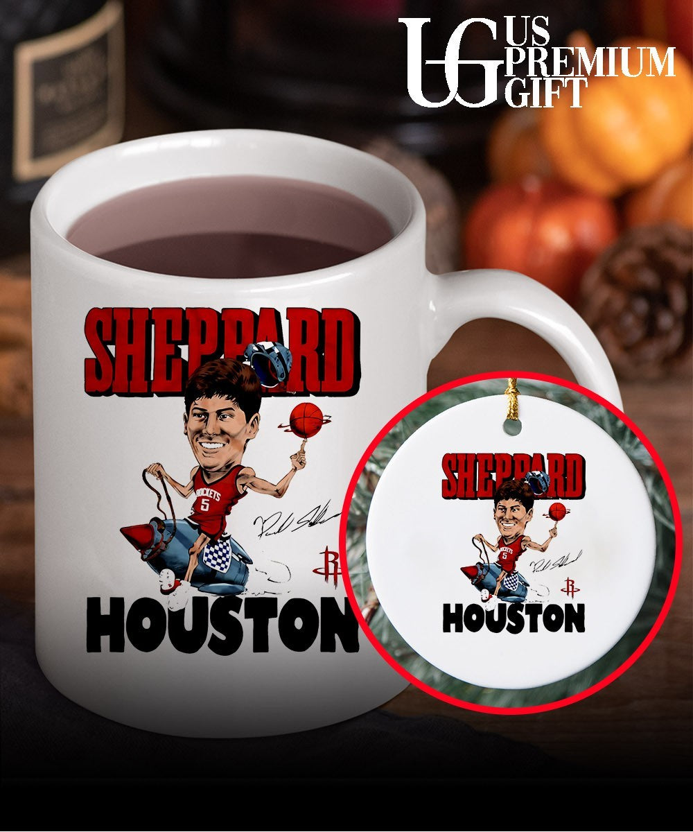 Reed Sheppard player Houston Rockets signature caricature shirt