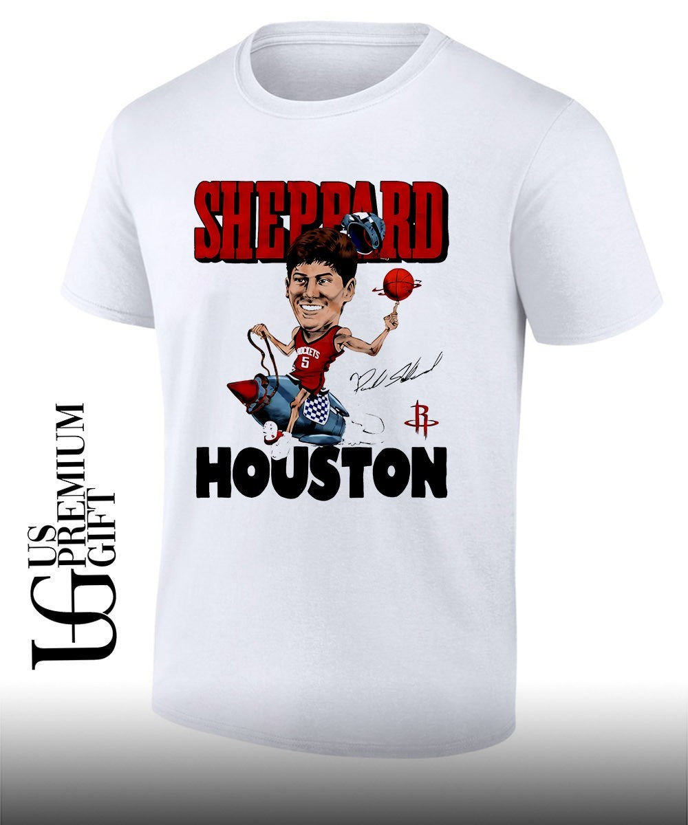 Reed Sheppard player Houston Rockets signature caricature shirt