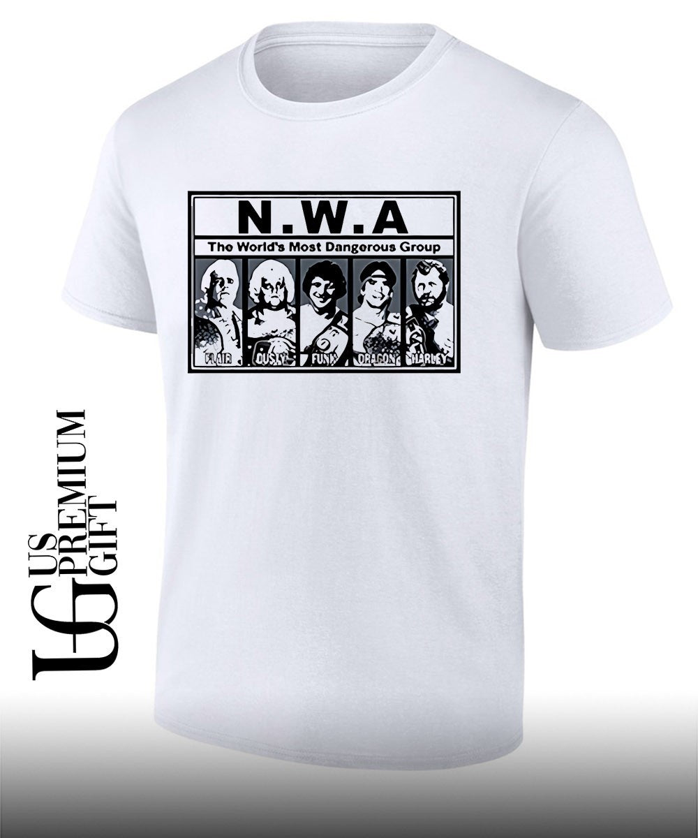 Ric Flair Dusty Rhodes Terry Funk Ricky Steamboat Harley Race N.W.A The World’s Most Dangerous Group shirt