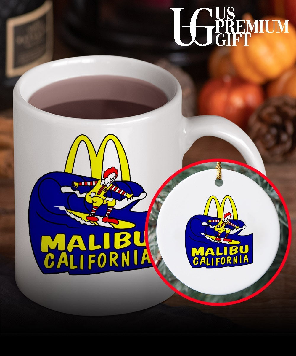 Ronald McDonald surfing McDonald_s Malibu California shirt